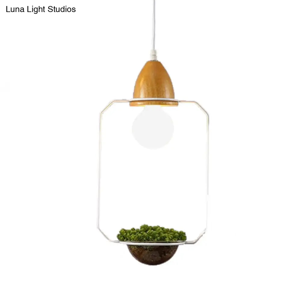 Industrial Metal Led Pendant Ceiling Light For Restaurant - Black/White 1 Bulb Drop Design