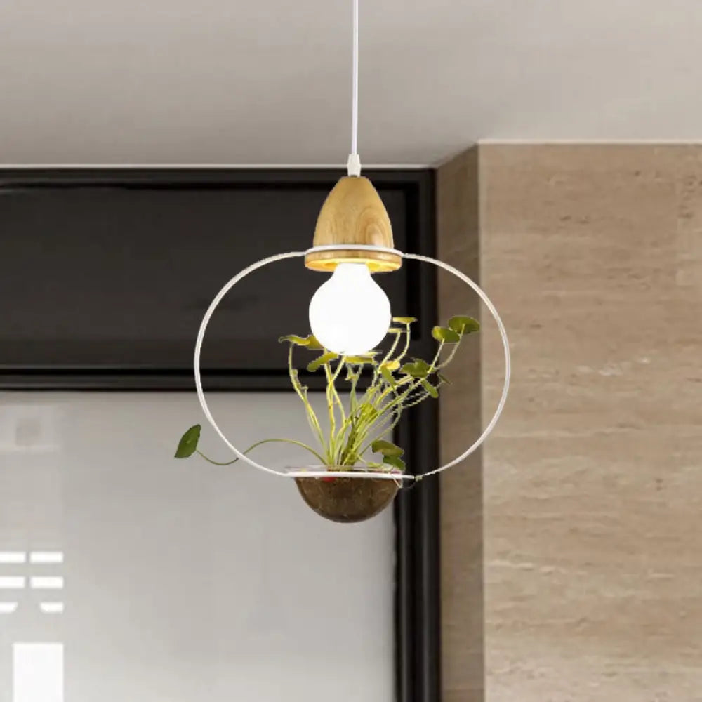 Modern Black/White Industrial Metal Led Pendant Light For Restaurant - Oval/Rectangle/Urn Design