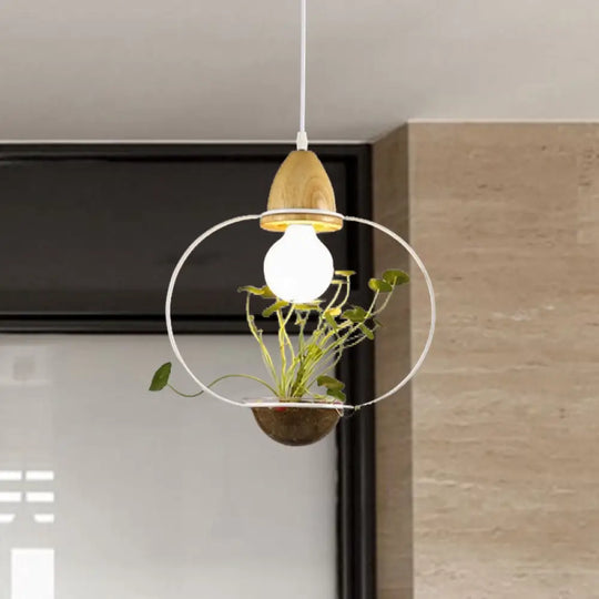 Modern Black/White Industrial Metal Led Pendant Light For Restaurant - Oval/Rectangle/Urn Design