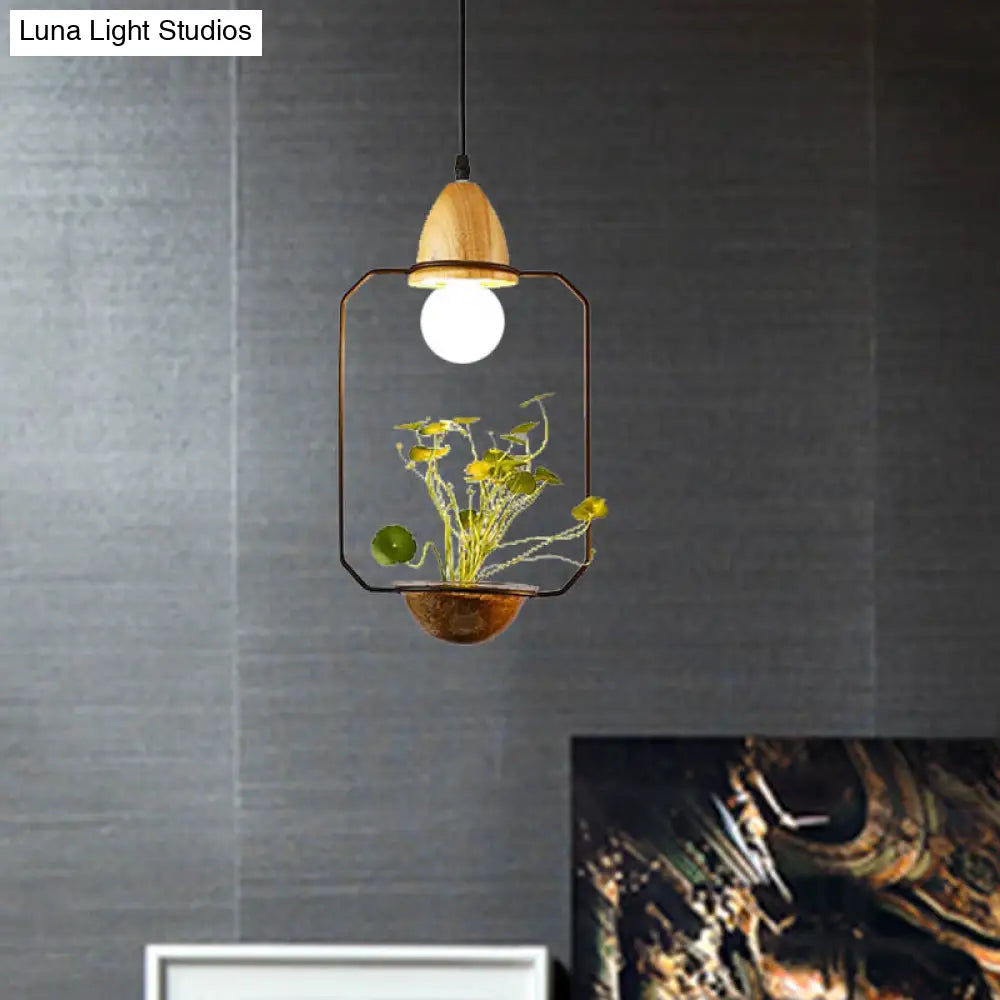 Industrial Metal Led Pendant Ceiling Light For Restaurant - Black/White 1 Bulb Drop Design