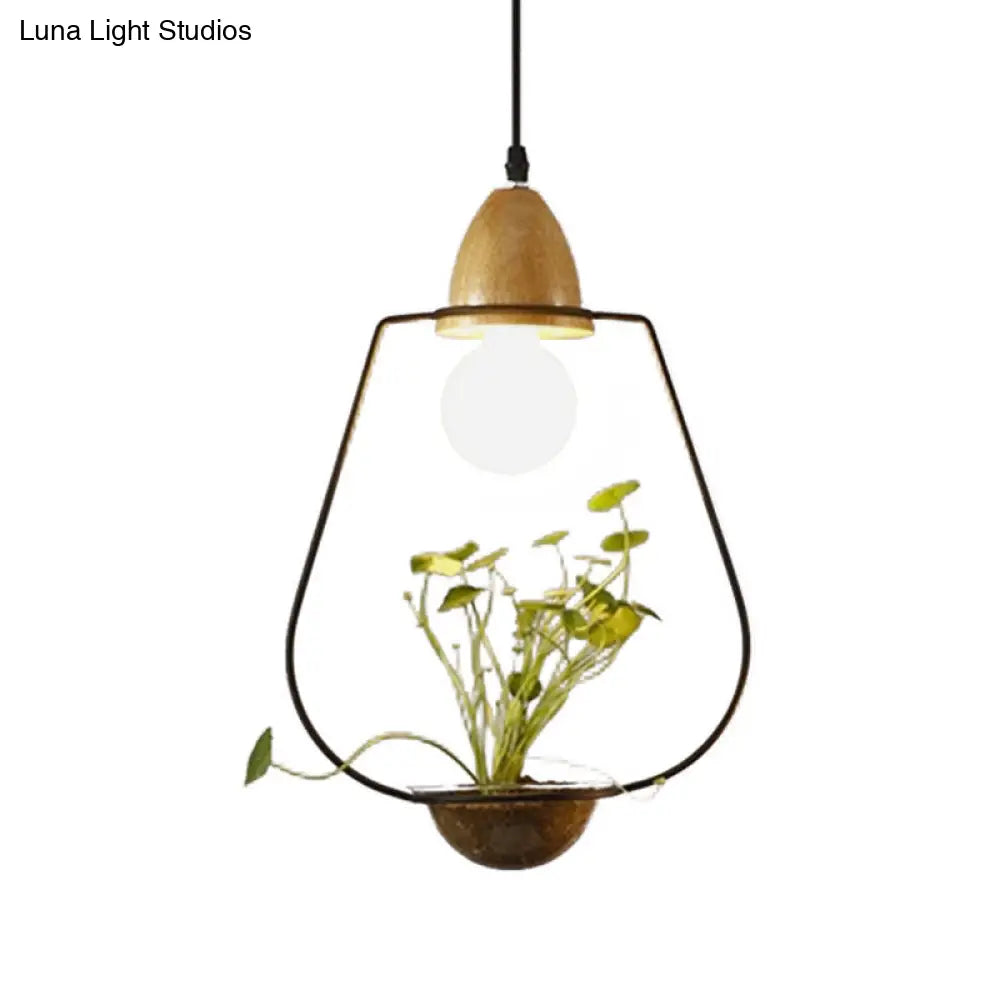 Industrial Metal Led Pendant Ceiling Light For Restaurant - Black/White 1 Bulb Drop Design