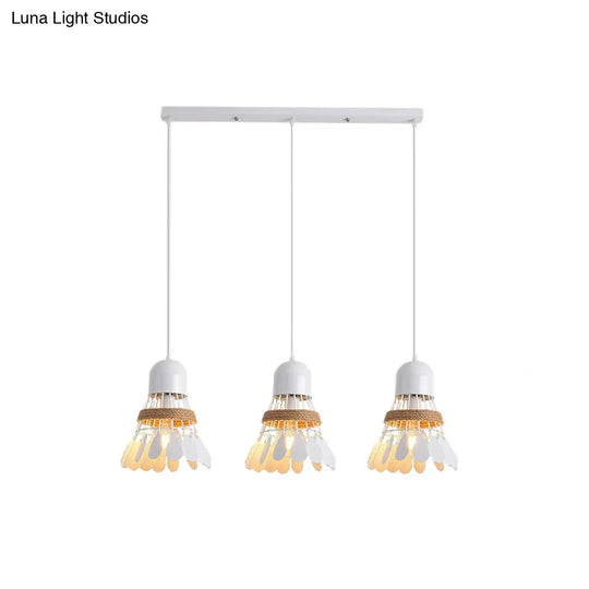 Modern Black/White Iron Dining Room Pendant Light With Rope And Round/Linear Canopy - Badminton