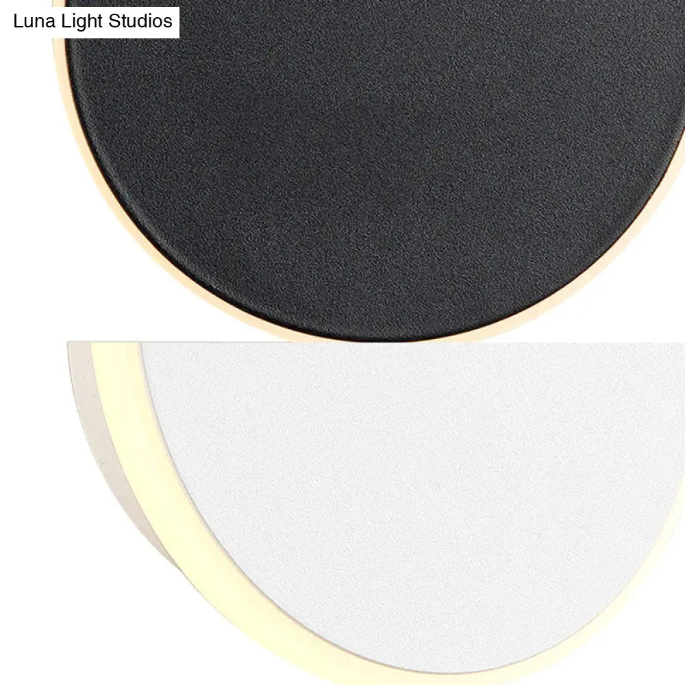 Modern Black/White Led Disc Sconce: Single Acrylic Wall Light In Warm/White