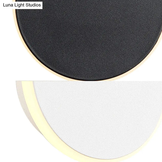 Modern Black/White Led Disc Sconce: Single Acrylic Wall Light In Warm/White
