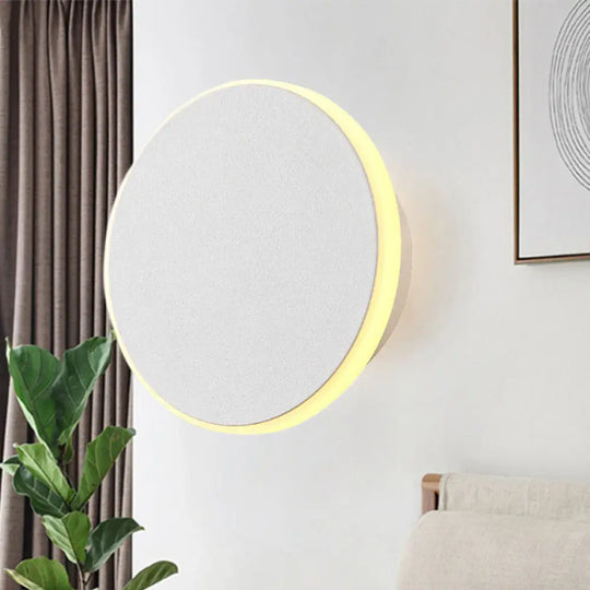 Modern Black/White Led Disc Sconce: Single Acrylic Wall Light In Warm/White White / Warm