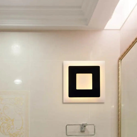 Modern Black/White Led Sconce Lamp - 1 Light Acrylic Wall Mount In Warm/White Black / White