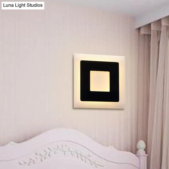Modern Black/White Led Sconce Lamp - 1 Light Acrylic Wall Mount In Warm/White