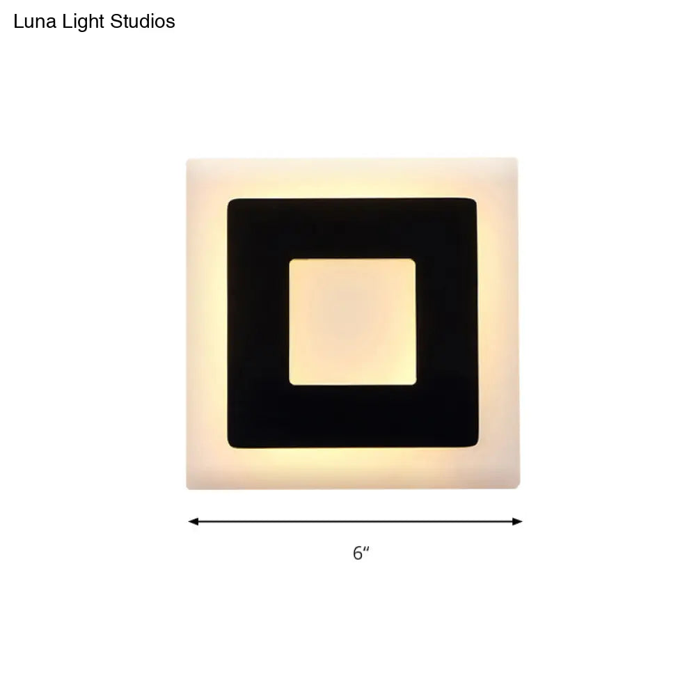 Modern Black/White Led Sconce Lamp - 1 Light Acrylic Wall Mount In Warm/White