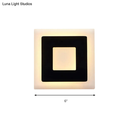 Modern Black/White Led Sconce Lamp - 1 Light Acrylic Wall Mount In Warm/White