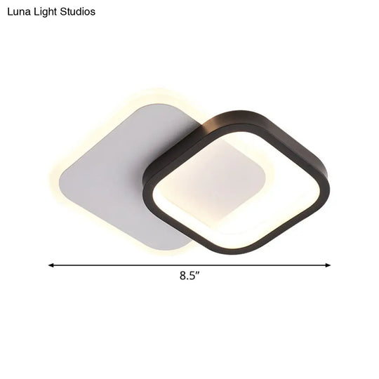 Modern Black - White Small Ceiling Lamp With Led Flush Mounts For Corridor