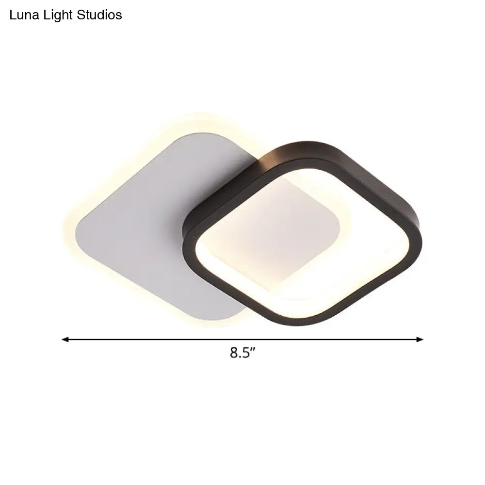 Modern Black-White Small Ceiling Lamp With Led Flush Mounts For Corridor