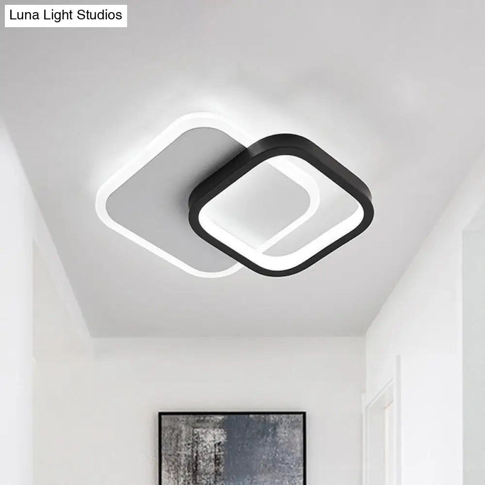 Modern Black-White Small Ceiling Lamp With Led Flush Mounts For Corridor