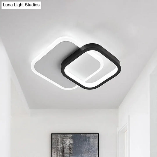 Modern Black-White Small Ceiling Lamp With Led Flush Mounts For Corridor