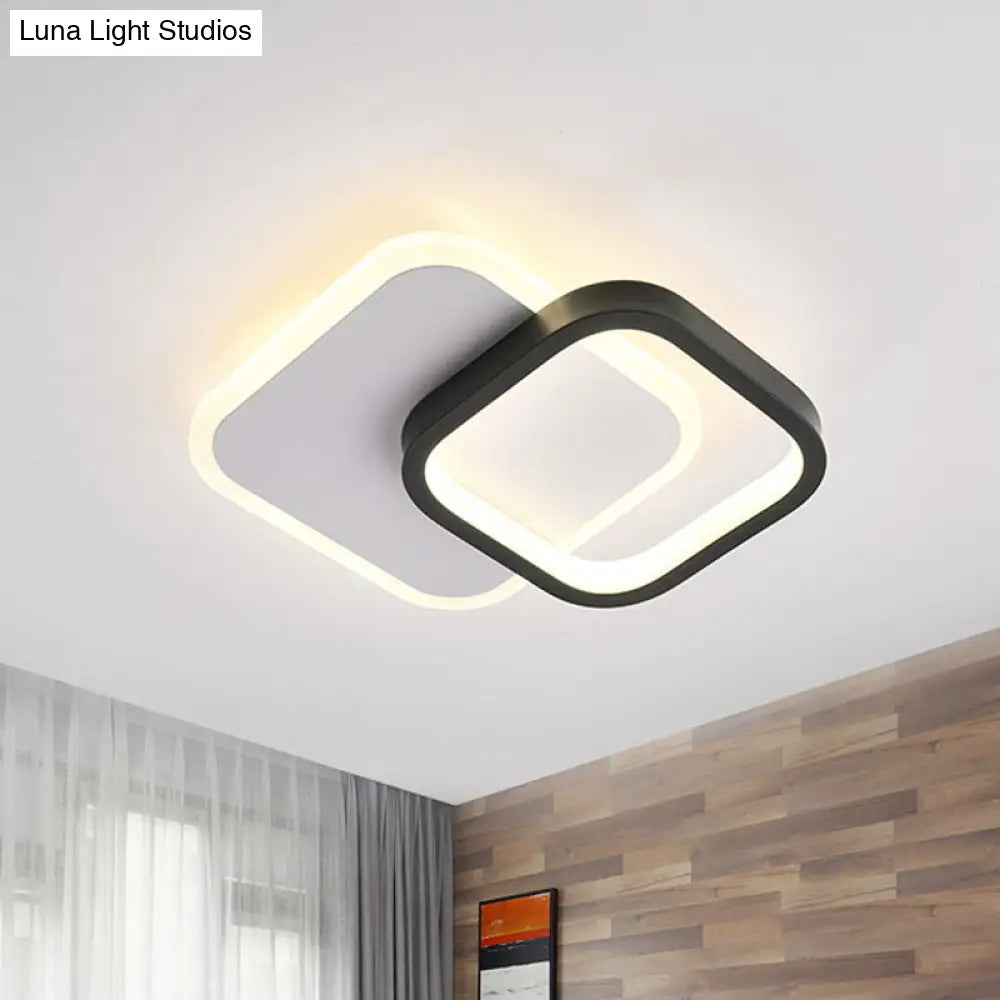 Modern Black-White Small Ceiling Lamp With Led Flush Mounts For Corridor