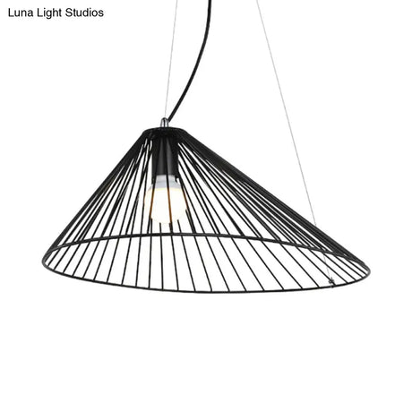 Modern Black Wire Caged Pendant Light for Dining Room Ceiling with 1 Bulb Black