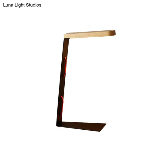 Modern Black Wood Led Study Lamp For Bedroom - Contemporary Straight Book Reading Light