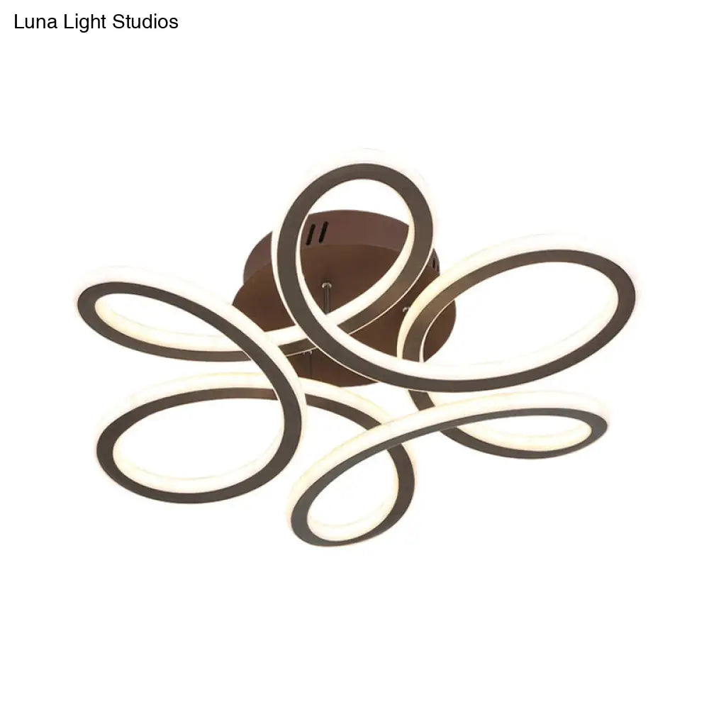 Modern Blooming Acrylic Led Flush Mount Ceiling Light In Gold/Coffee For Bedroom - Warm/White