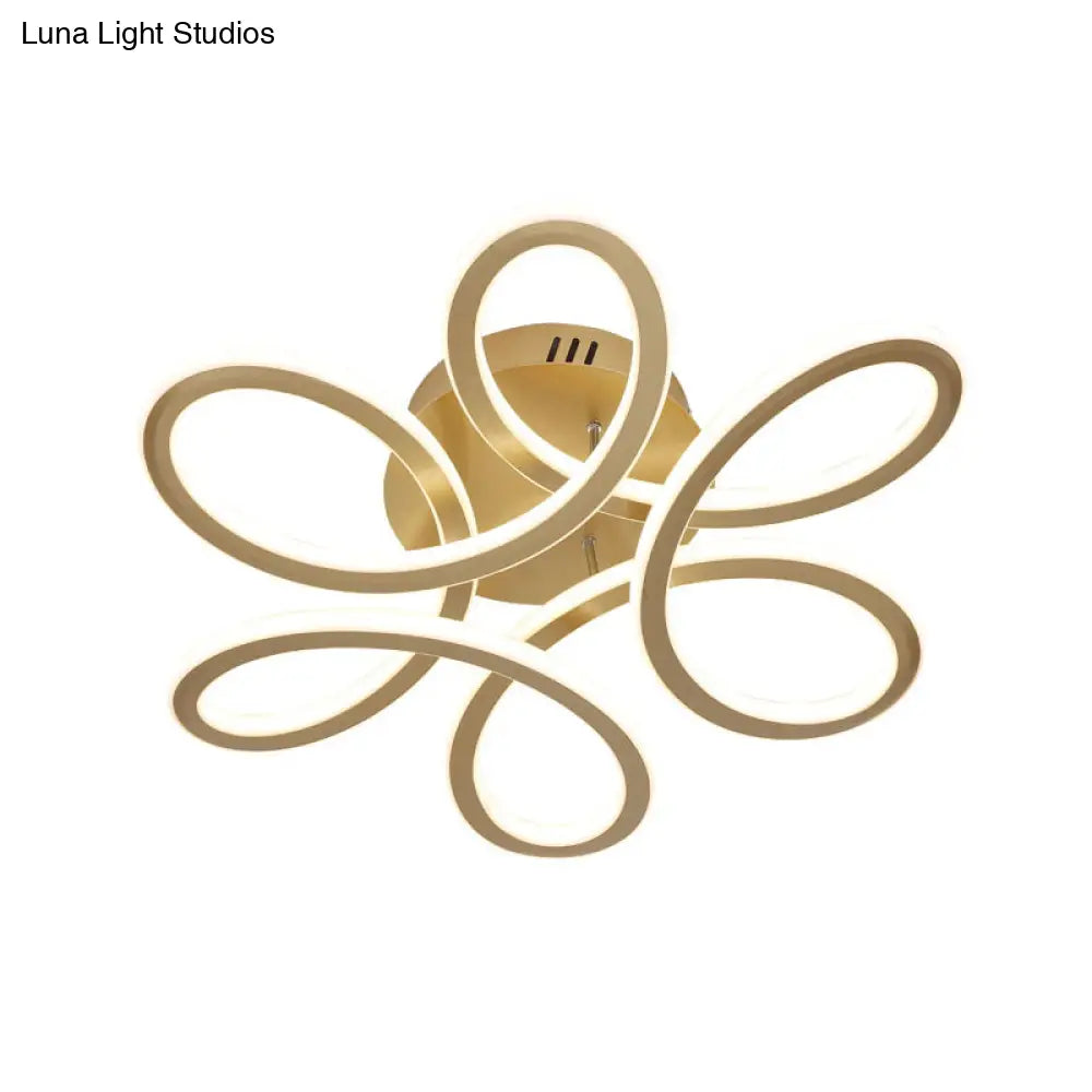 Modern Blooming Acrylic Led Flush Mount Ceiling Light In Gold/Coffee For Bedroom - Warm/White