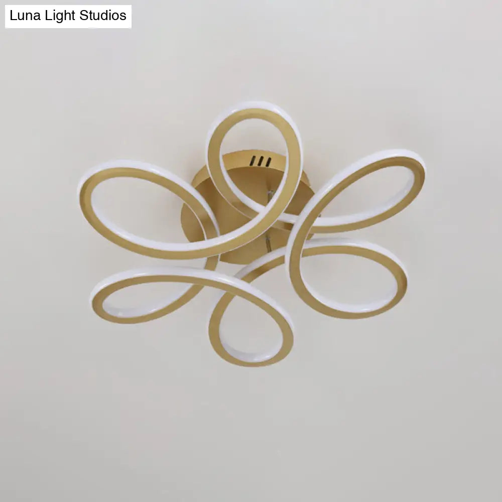Modern Blooming Acrylic Led Flush Mount Ceiling Light In Gold/Coffee For Bedroom - Warm/White