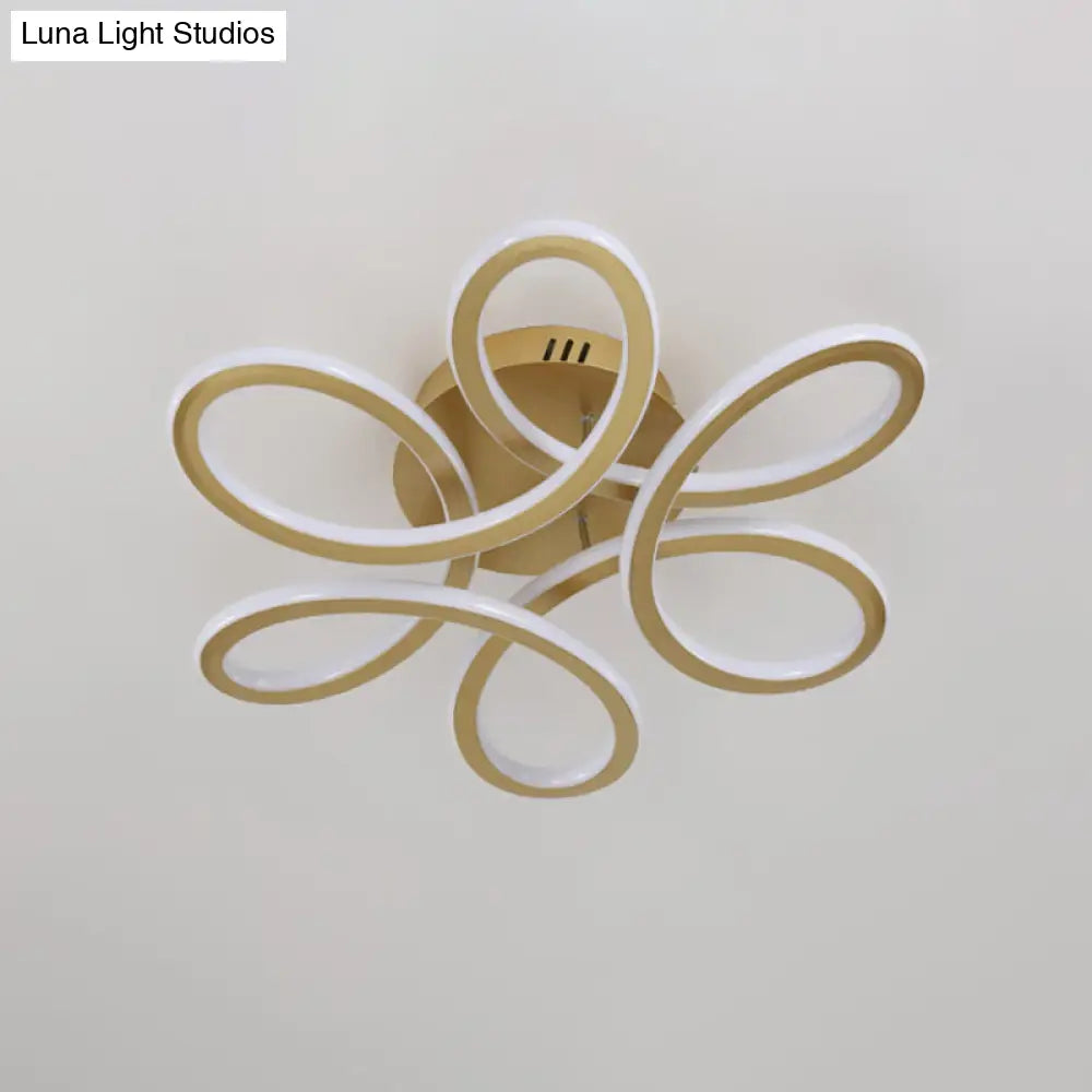 Modern Blooming Acrylic Led Flush Mount Ceiling Light In Gold/Coffee For Bedroom - Warm/White