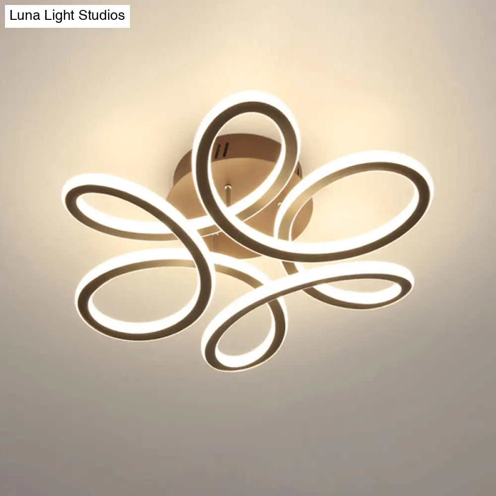 Modern Blooming Acrylic Led Flush Mount Ceiling Light In Gold/Coffee For Bedroom - Warm/White