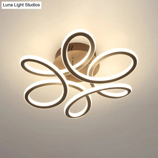 Modern Blooming Acrylic Led Flush Mount Ceiling Light In Gold/Coffee For Bedroom - Warm/White