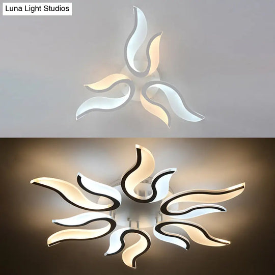 Modern Blossoming Led Flush Mount Light: 3/6/9 - Light Acrylic Ceiling Fixture - Warm/White/Natural