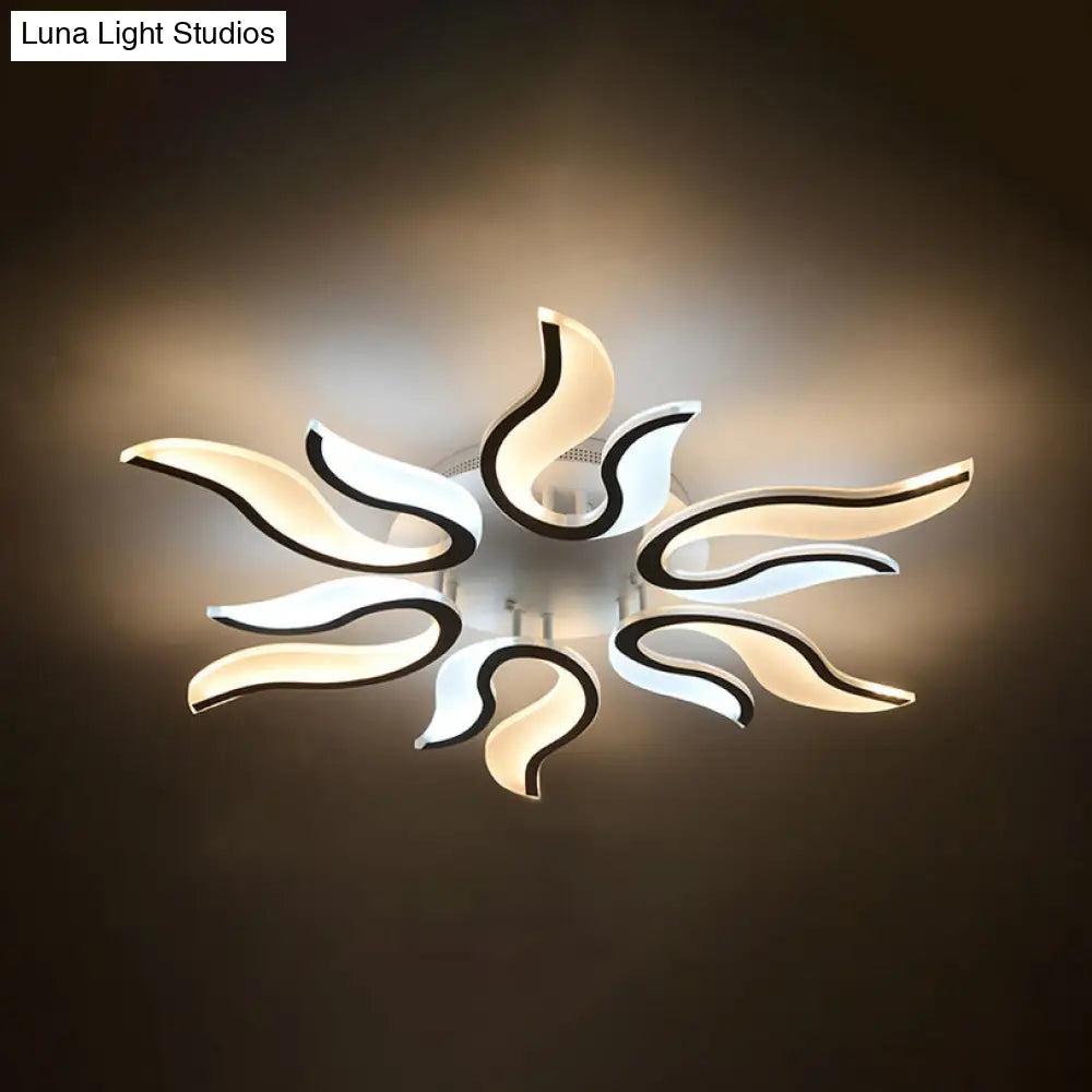 Modern Blossoming Led Flush Mount Light: 3/6/9-Light Acrylic Ceiling Fixture - Warm/White/Natural