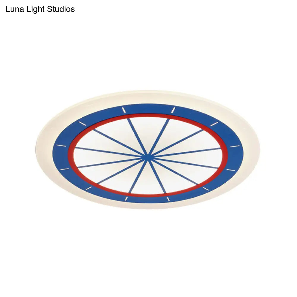 Modern Blue Circle Acrylic Flush Mount Ceiling Light For Bedroom