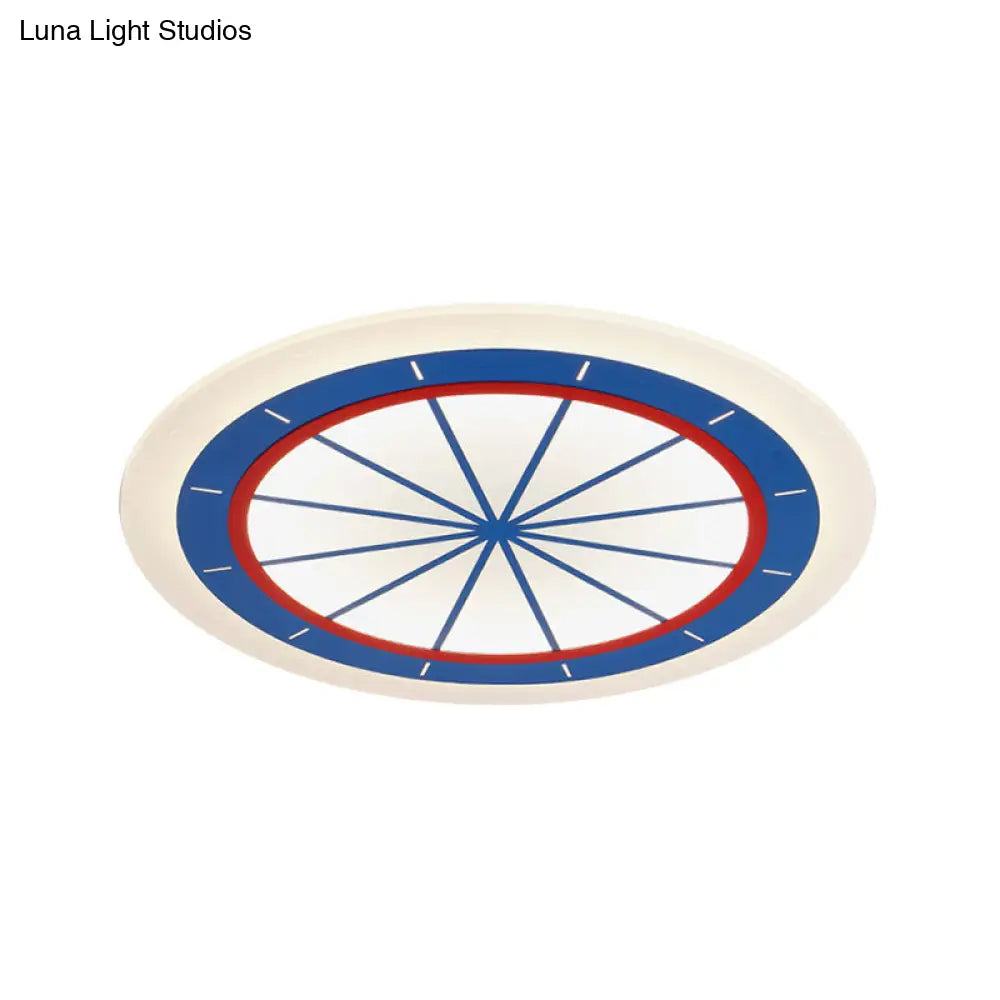 Modern Blue Circle Acrylic Flush Mount Ceiling Light For Bedroom