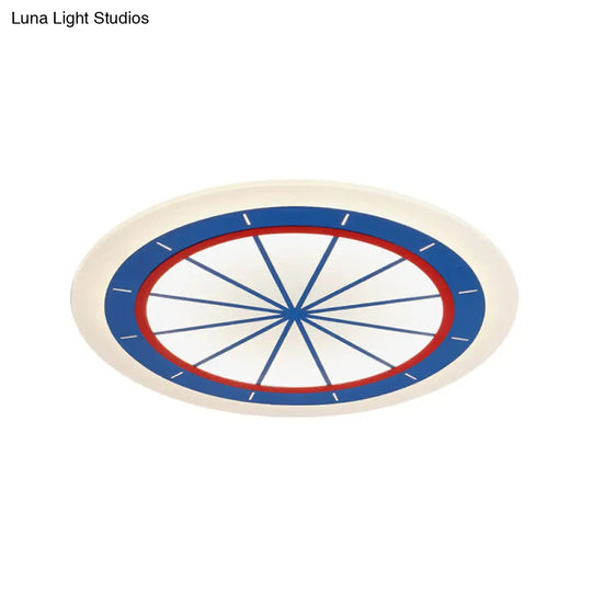 Modern Blue Circle Acrylic Flush Mount Ceiling Light For Bedroom