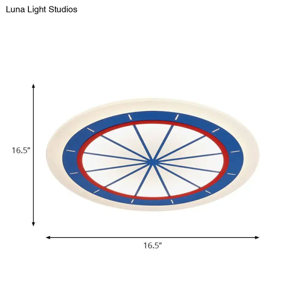 Modern Blue Circle Acrylic Flush Mount Ceiling Light For Bedroom
