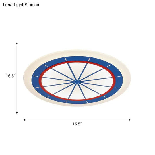 Modern Blue Circle Acrylic Flush Mount Ceiling Light For Bedroom