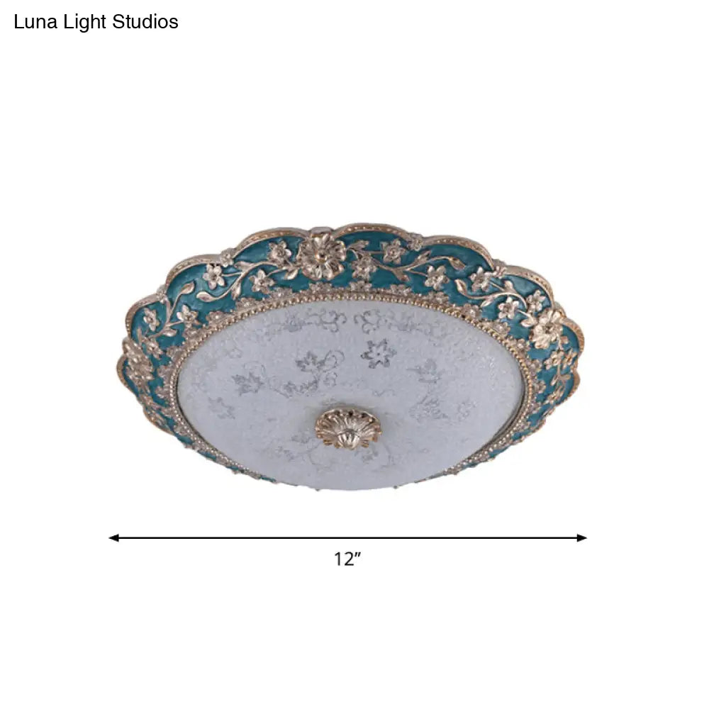 Modern Blue Crystal Led Flush Mount Ceiling Light For Bedroom 12/16/19.5 Wide