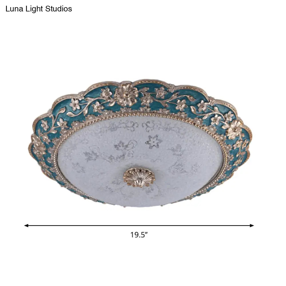 Modern Blue Crystal Led Flush Mount Ceiling Light For Bedroom 12/16/19.5 Wide