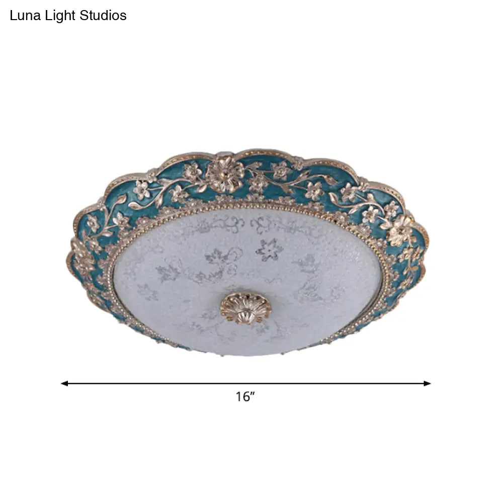 Modern Blue Crystal Led Flush Mount Ceiling Light For Bedroom 12’/16’/19.5’ Wide