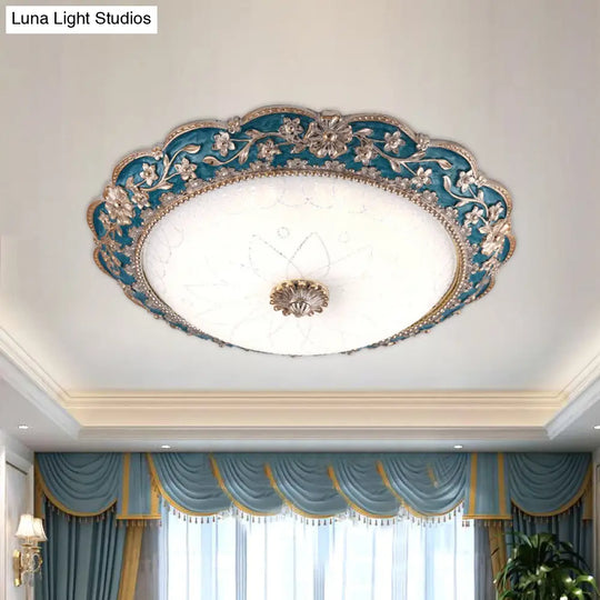 Modern Blue Crystal Led Flush Mount Ceiling Light For Bedroom 12/16/19.5 Wide / 12