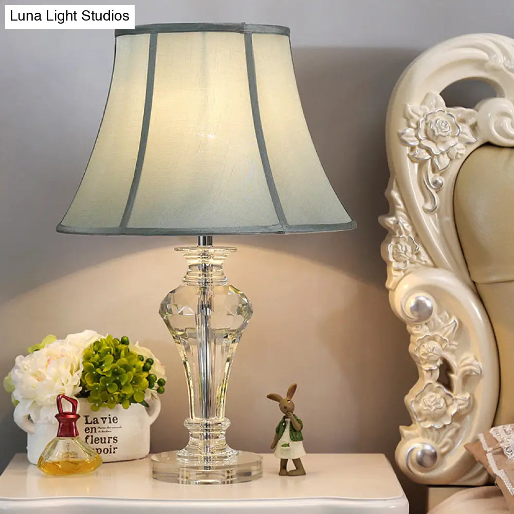 Modern Blue Crystal Table Lamp With Vase Shape Beveled Design And 1 Head Reading Light 21.5/23 Long