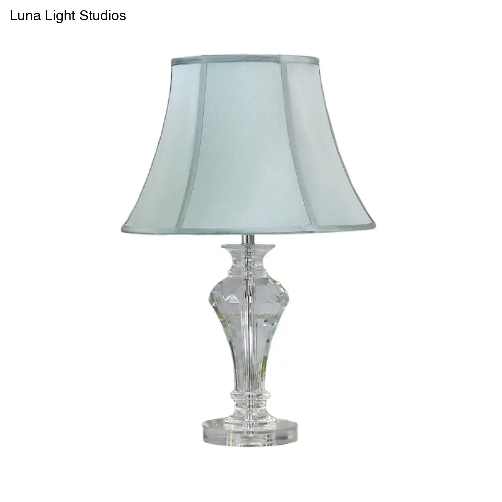 Modern Blue Crystal Table Lamp With Vase Shape Beveled Design And 1 Head Reading Light 21.5/23 Long