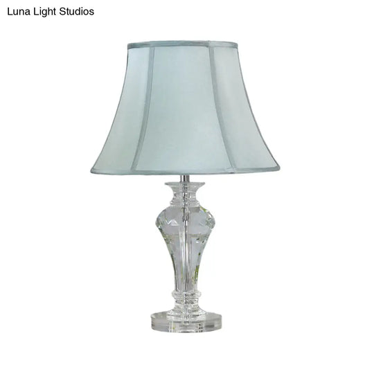 Modern Blue Crystal Table Lamp With Vase Shape Beveled Design And 1 Head Reading Light 21.5/23 Long