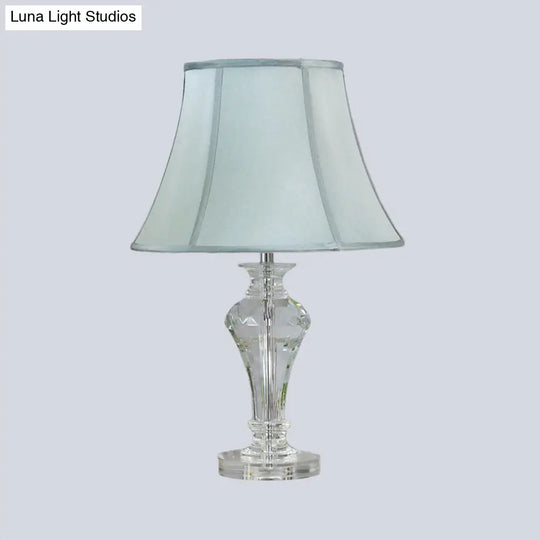 Modern Blue Crystal Table Lamp With Vase Shape Beveled Design And 1 Head Reading Light 21.5/23 Long