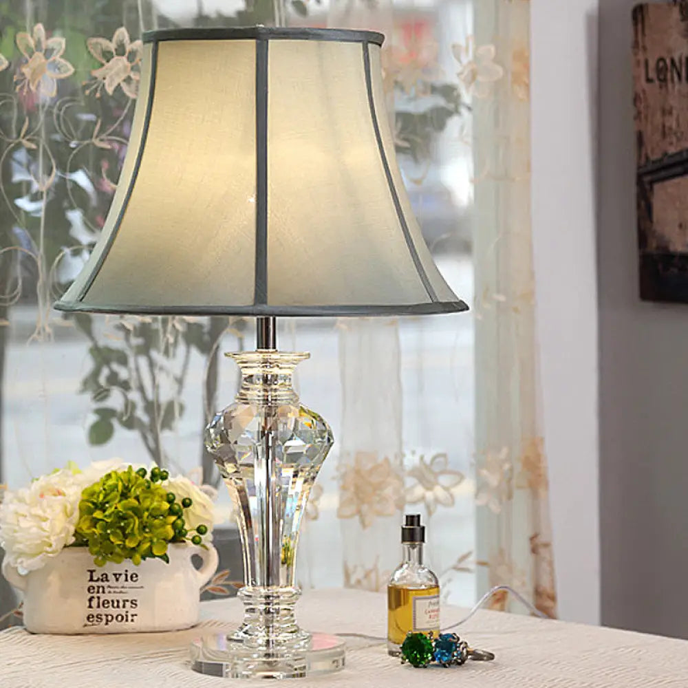 Modern Blue Crystal Table Lamp With Vase Shape Beveled Design And 1 Head Reading Light 21.5/23 Long