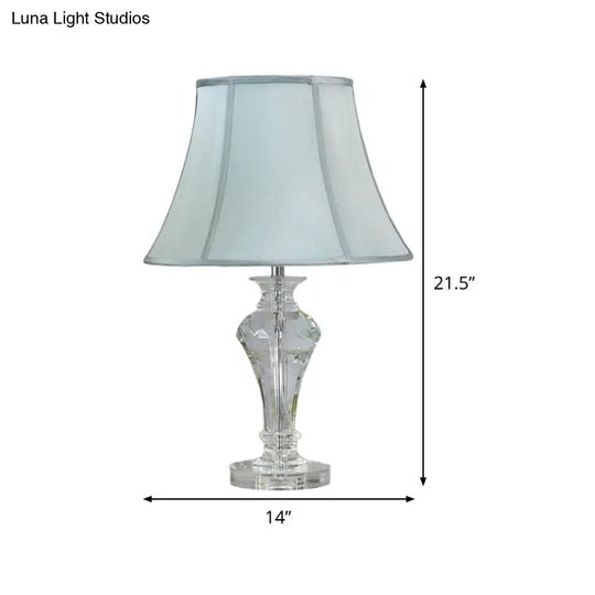 Modern Blue Crystal Table Lamp With Vase Shape Beveled Design And 1 Head Reading Light 21.5/23 Long