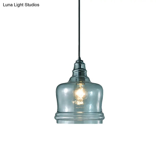 Blue Glass Pendant Light - Wide Masion Jar Globe/Drum Style 16/18/23.5 Inch 1