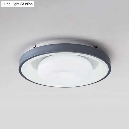 Modern Blue-White Led Ceiling Light With Acrylic Shade: Macaron Flush Mount Lamp