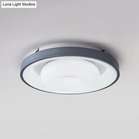 Modern Blue - White Led Ceiling Light With Acrylic Shade: Macaron Flush Mount Lamp