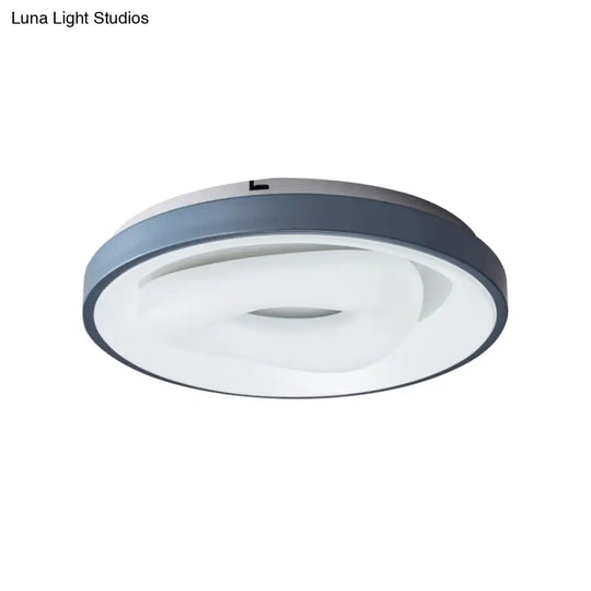 Modern Blue - White Led Ceiling Light With Acrylic Shade: Macaron Flush Mount Lamp