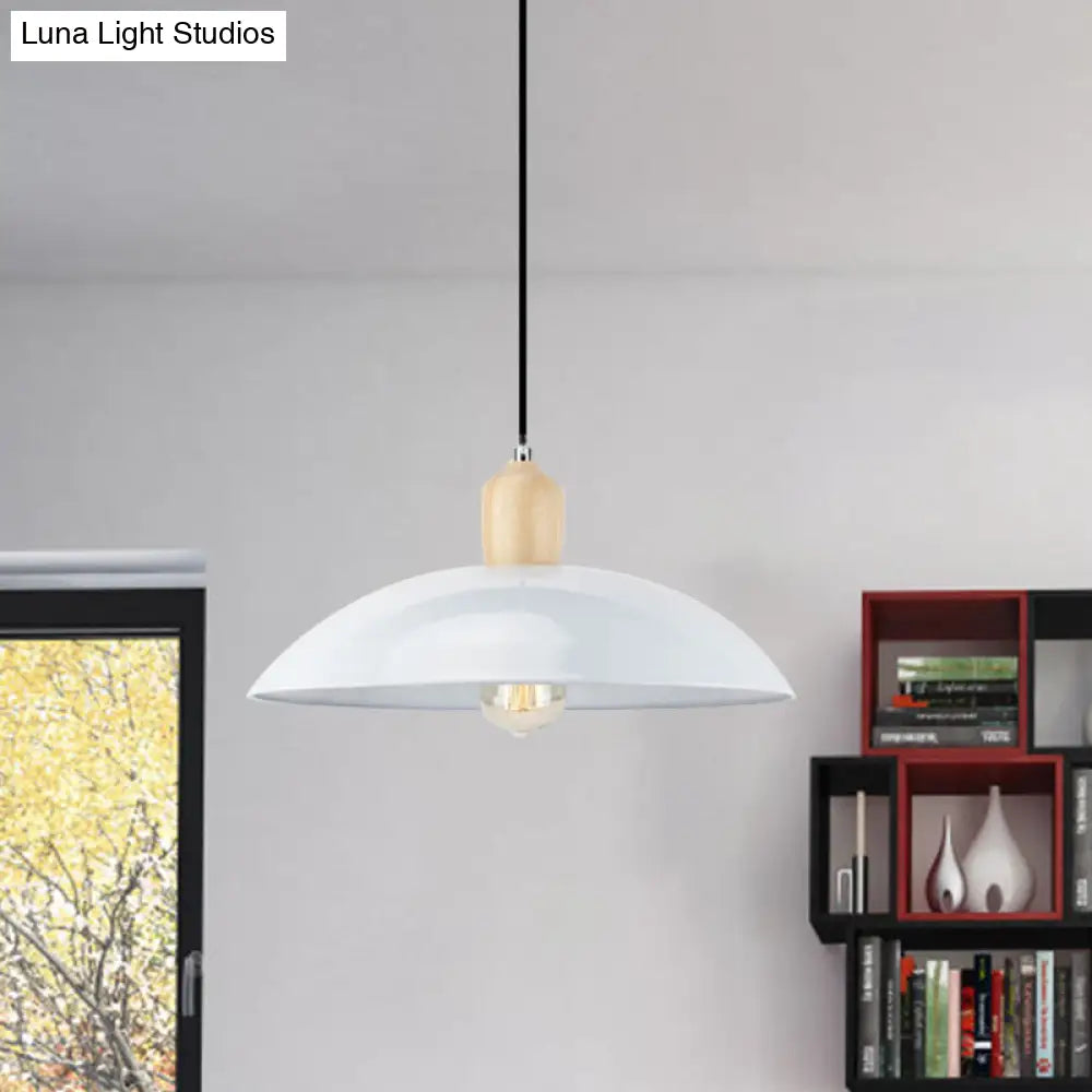 Modern Bowl Ceiling Pendant Light In Black/White 12.5’/16’ Diameter