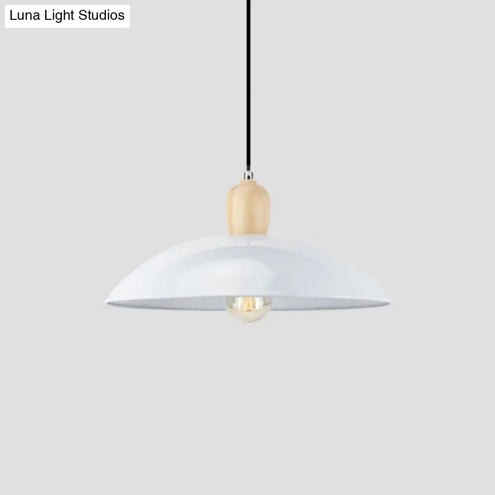 Modern Bowl Ceiling Pendant Light In Black/White 12.5’/16’ Diameter