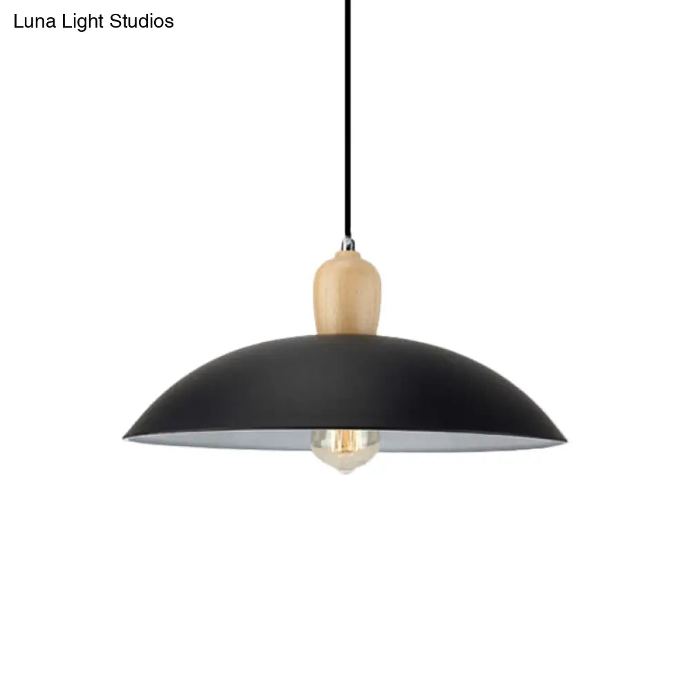 Modern Bowl Ceiling Pendant Light In Black/White 12.5’/16’ Diameter